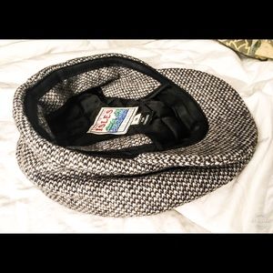 Vintage grey wool blend newsboy cap